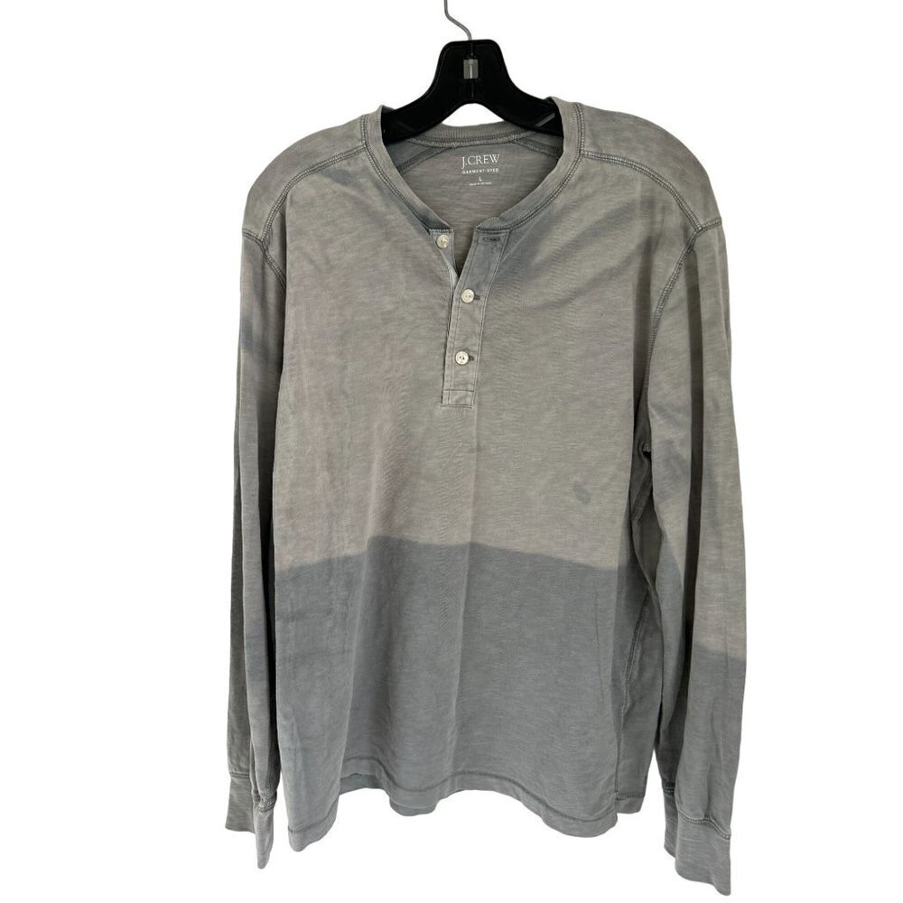 J.CREW Garment DYED Henley Long Sleeve Tee Cotton Size Large